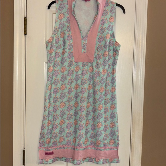 Simply Southern Pink & green Patterned turtle Dress small - Picture 1 of 6